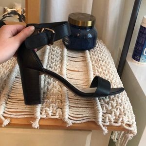 Aldo black leather block heels